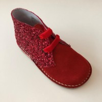 145 Nens Red Suede and Glitter Desert Boots